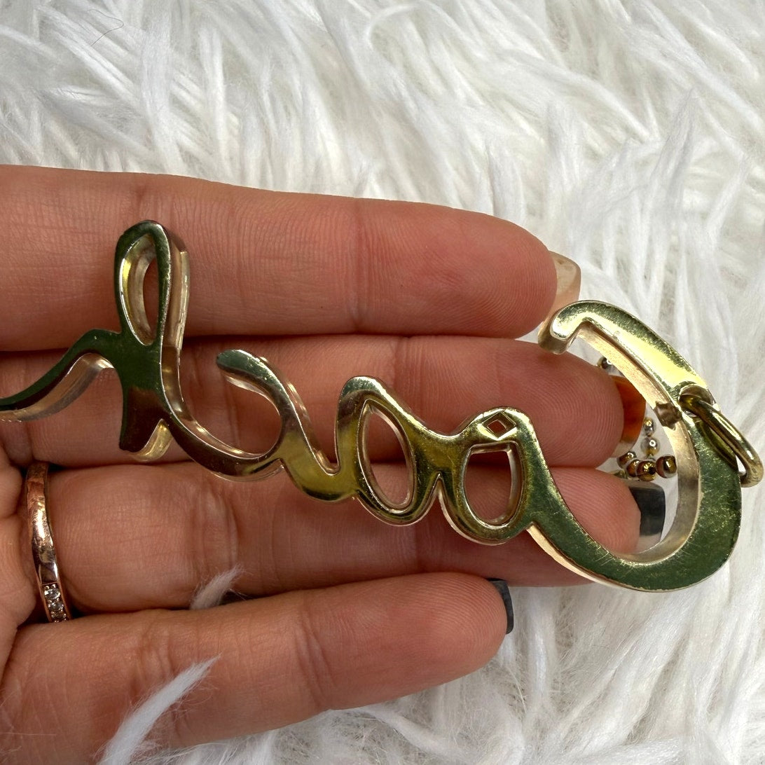 3" COACH Poppy Gold Script Fob Bag Charm Hang tag Hangtag