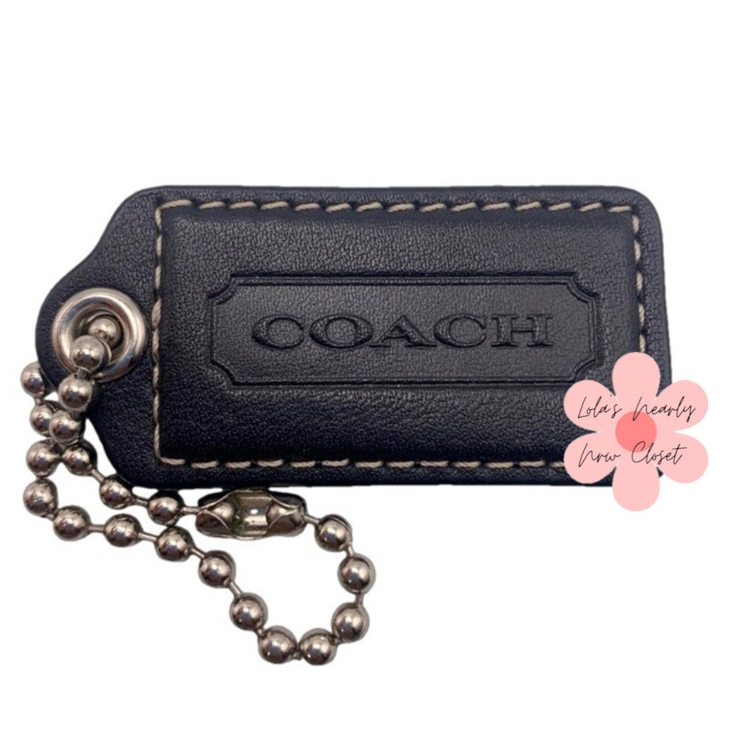 2" COACH Black Fob Bag Charm Hang tag Hangtag