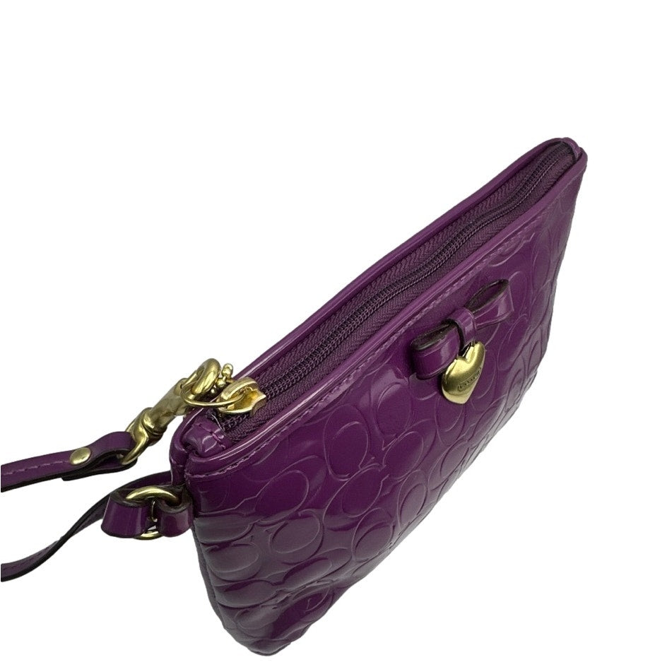 COACH Patent Leather Purple Heart Wristlet