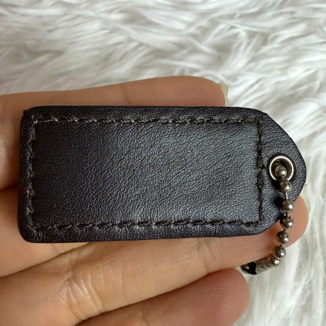 1.5" y2k COACH Vintage Dark Brown Fob Bag Charm Hang tag Hangtag