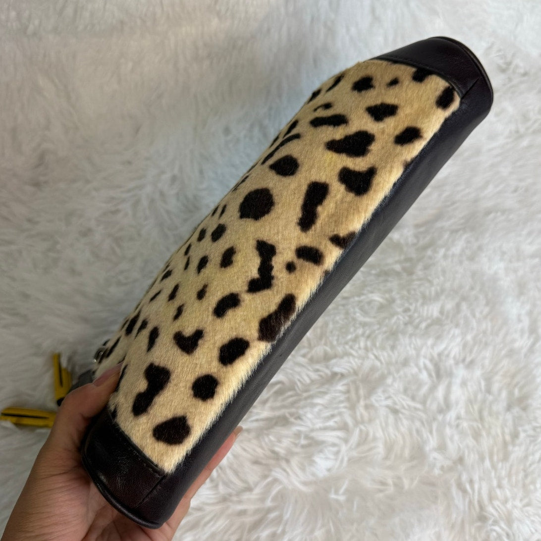 Coach Legacy Ocelot Haircalf Leather Zipper Pouch Clutch