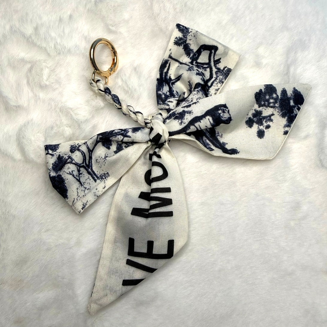 New Weave Bowknot Pendant Bag Charm Soft Silk Scarf Keychain Fashion Charm