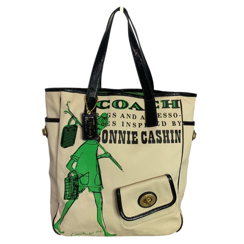 COACH Bonnie Cashin Tribute Canvas Tote Bag with Kisslock Front Pocket