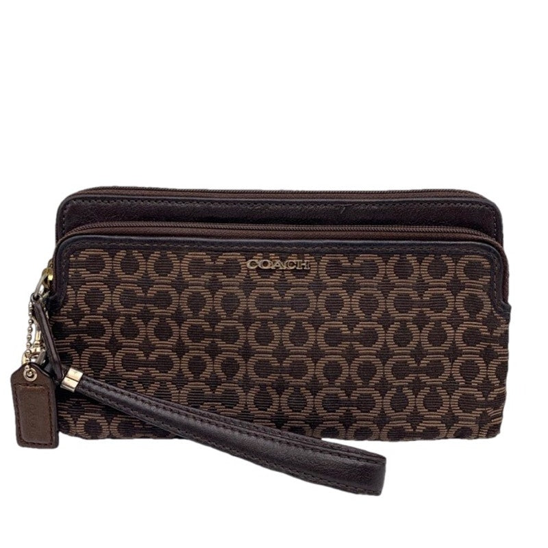 COACH Brown Double Canvas Wristlet