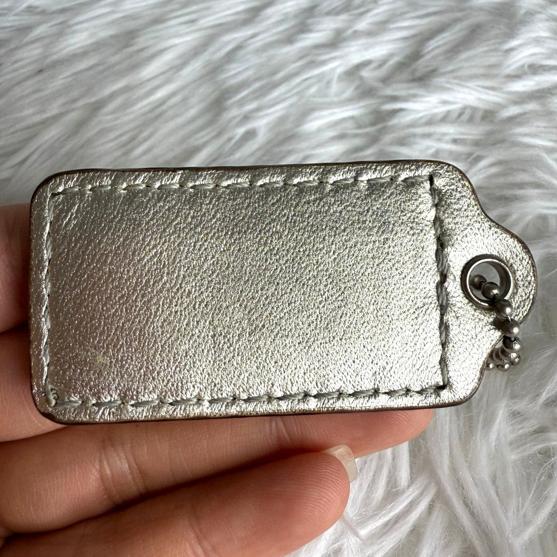 2.5" COACH Silver Fob Bag Charm Hang tag Hangtag