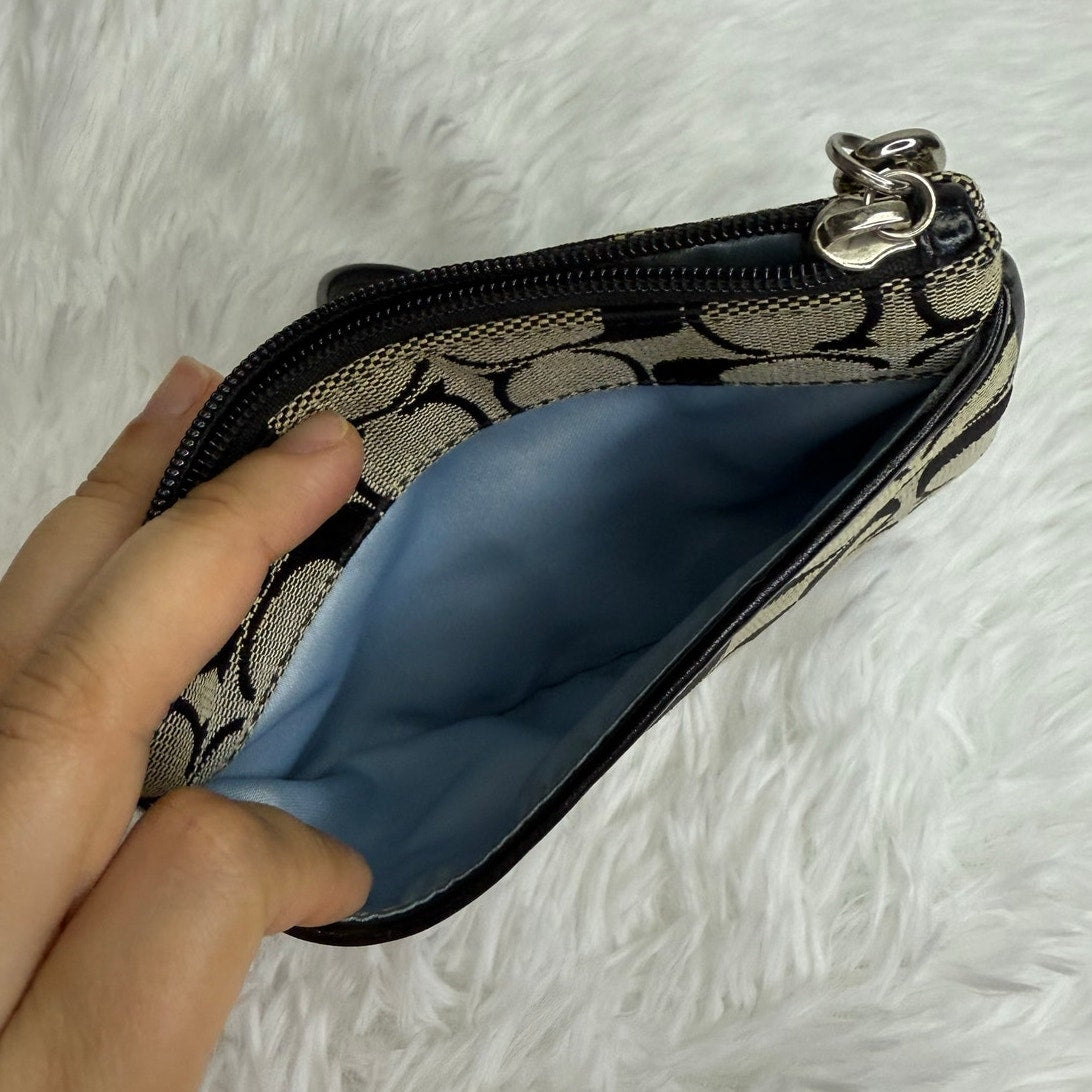 SALE COACH Black Gray Signature Canvas Wristlet