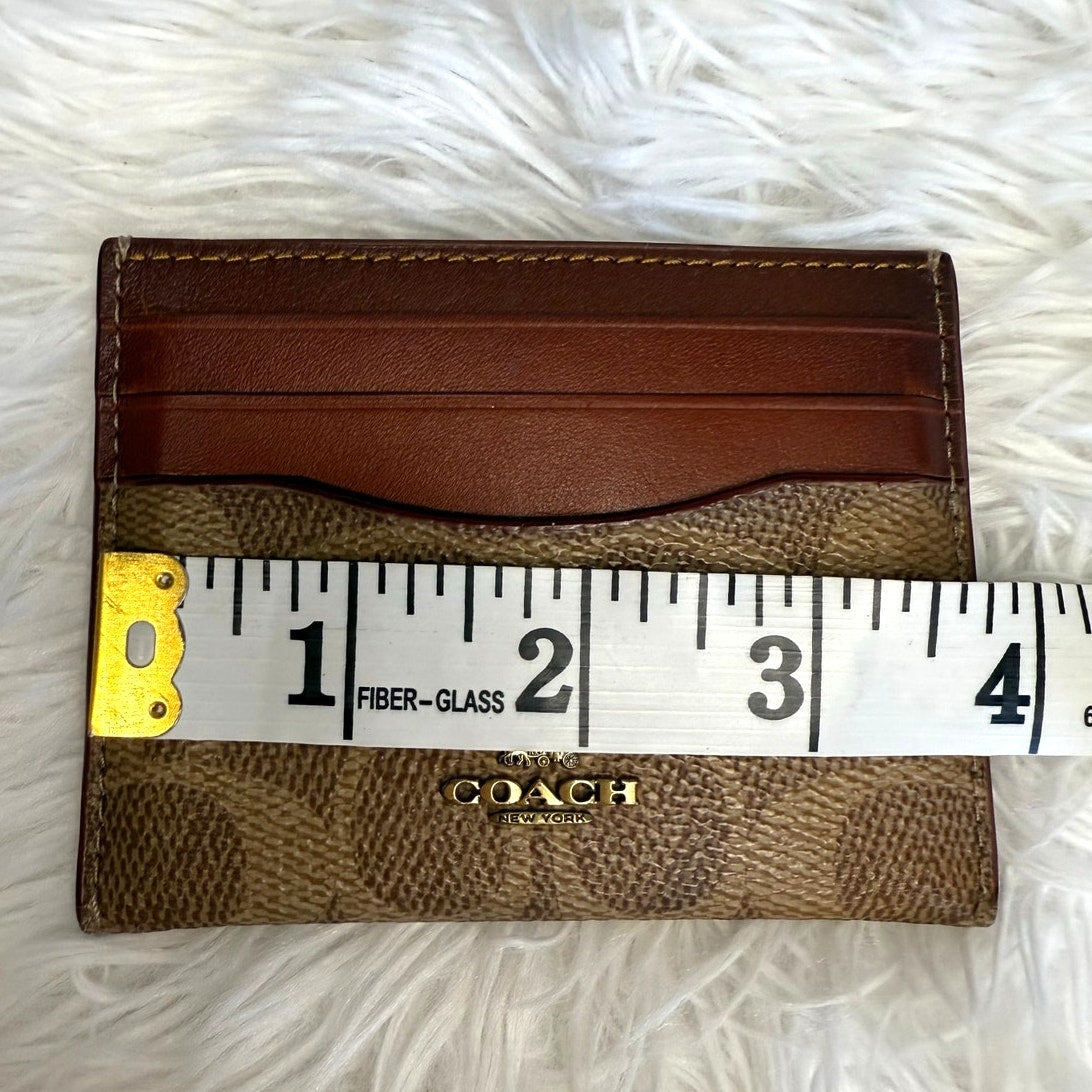 COACH Rust Khaki Tan Signature Card Case Holder Wallet