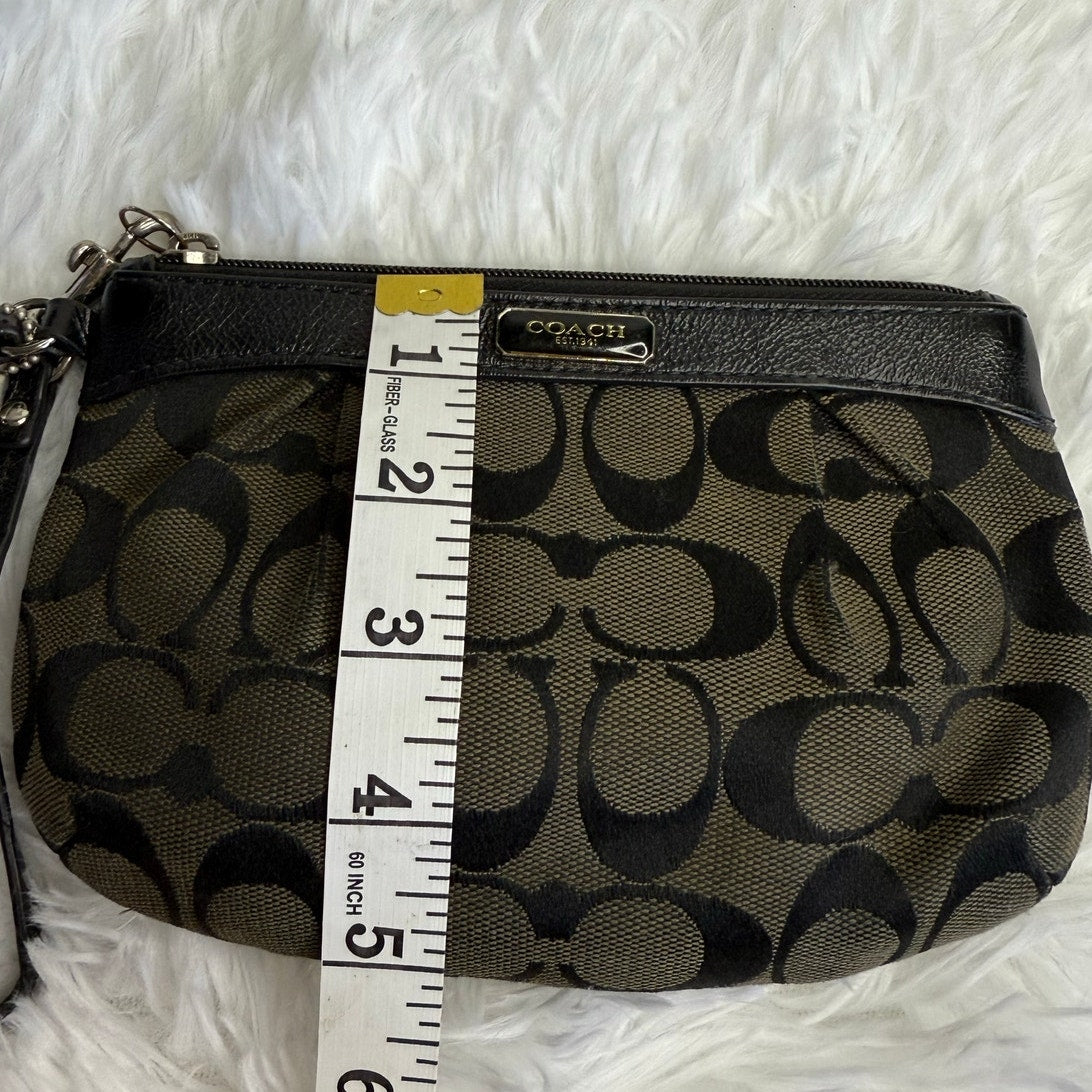 SALE COACH Black Signature Canvas Wristlet