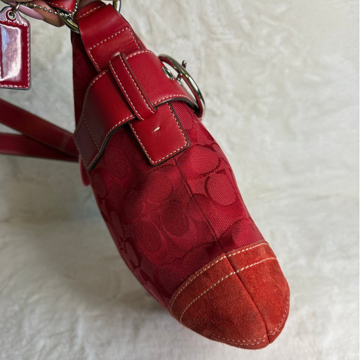 y2k Coach Vintage Soho Red Jacquard Shoulder Bag Crossbody
