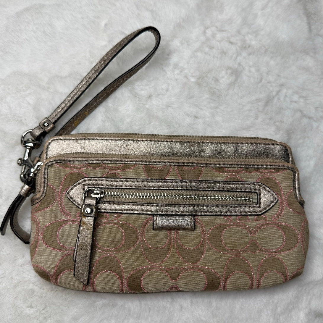 COACH Silver Pink Wristlet