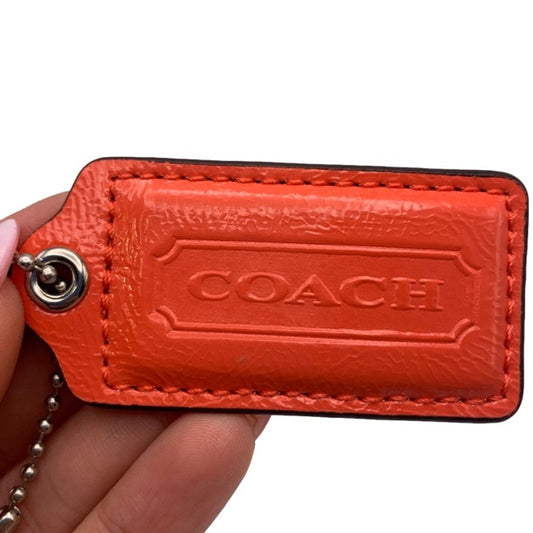 2" COACH Patent Leather Orange Fob Bag Charm Hang tag Hangtag
