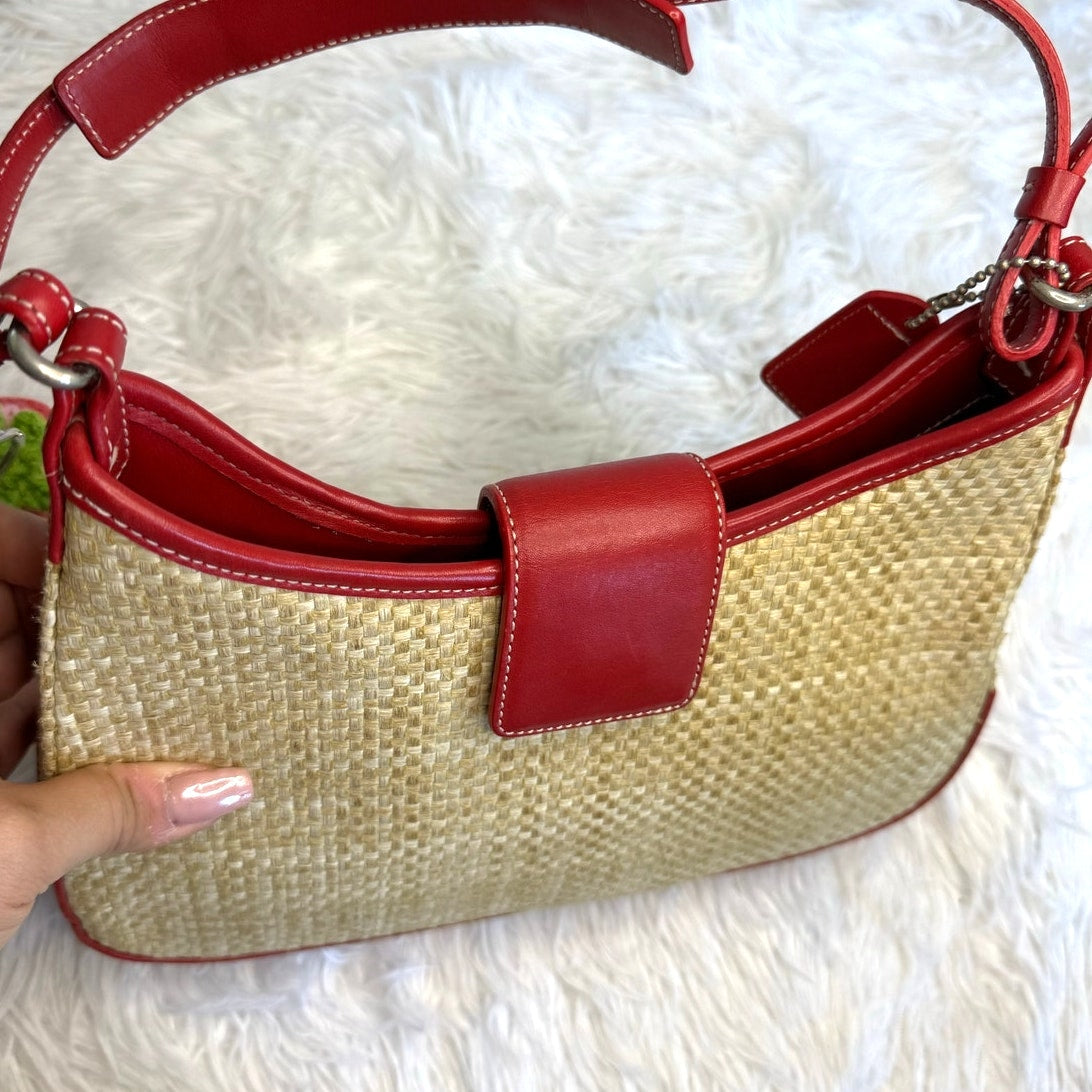 y2k COACH Vintage 8159 Straw Shoulder Bag