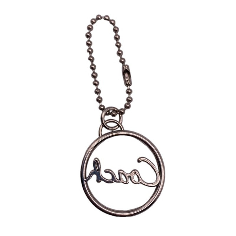 COACH Round Script Logo Silver Nickel Metal Fob Bag Charm Hangtag