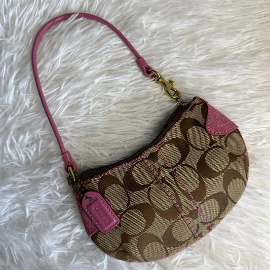 y2k COACH Pink Brown Signature Wristlet