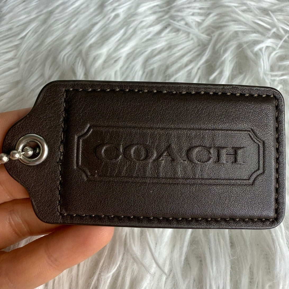 3.5" COACH Brown Replacement Fob Bag Charm Hang tag Hangtag