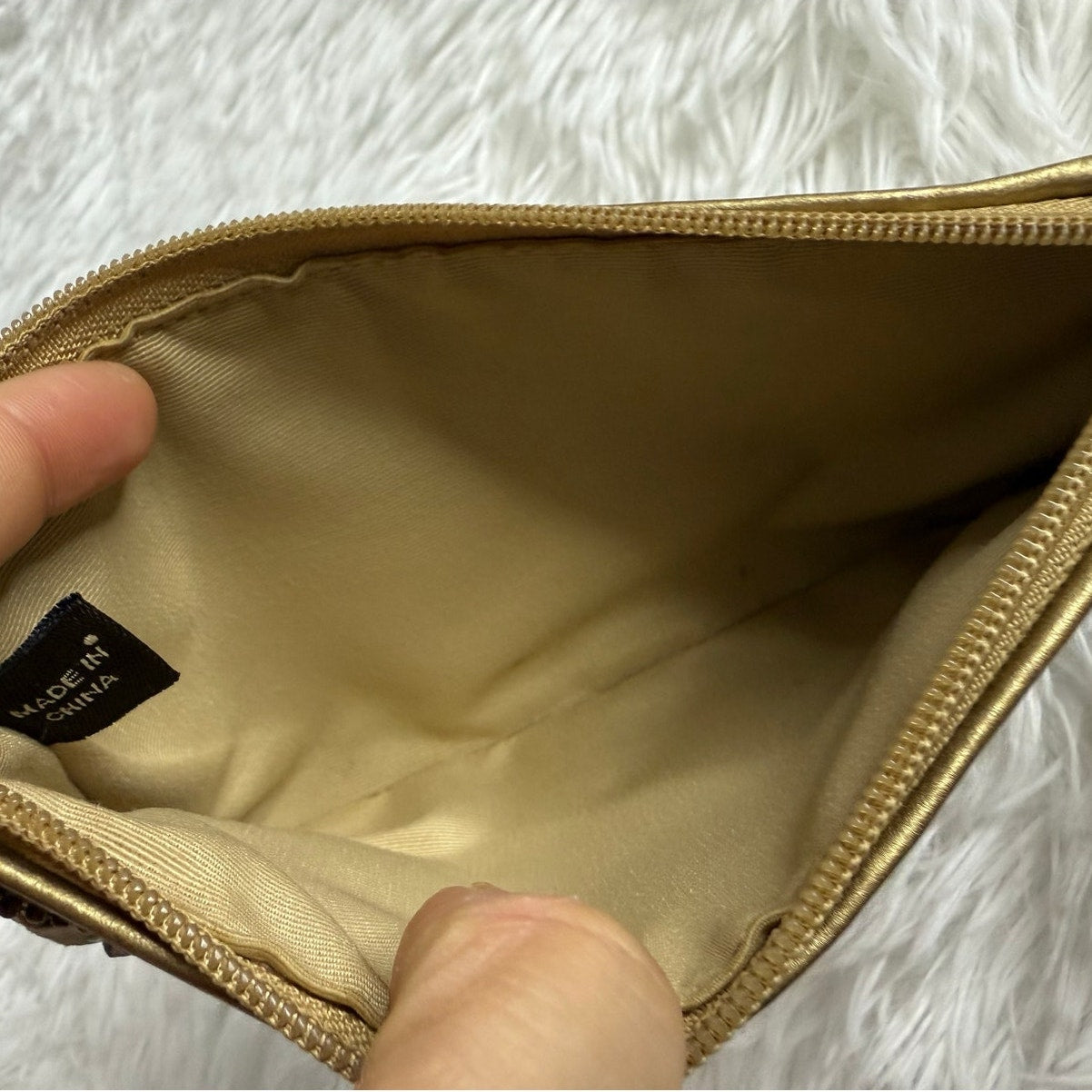 y2k COACH Tan Signature Canvas Suede Stud Wristlet