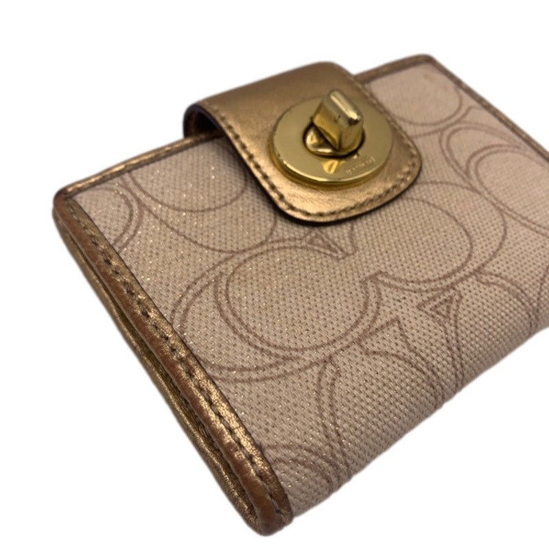 COACH Brown Gold Signature Canvas Wallet