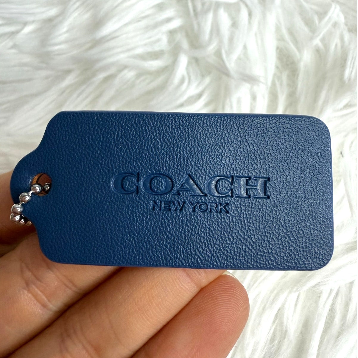 2" COACH BLUE Fob Bag Charm Hang tag Hangtag