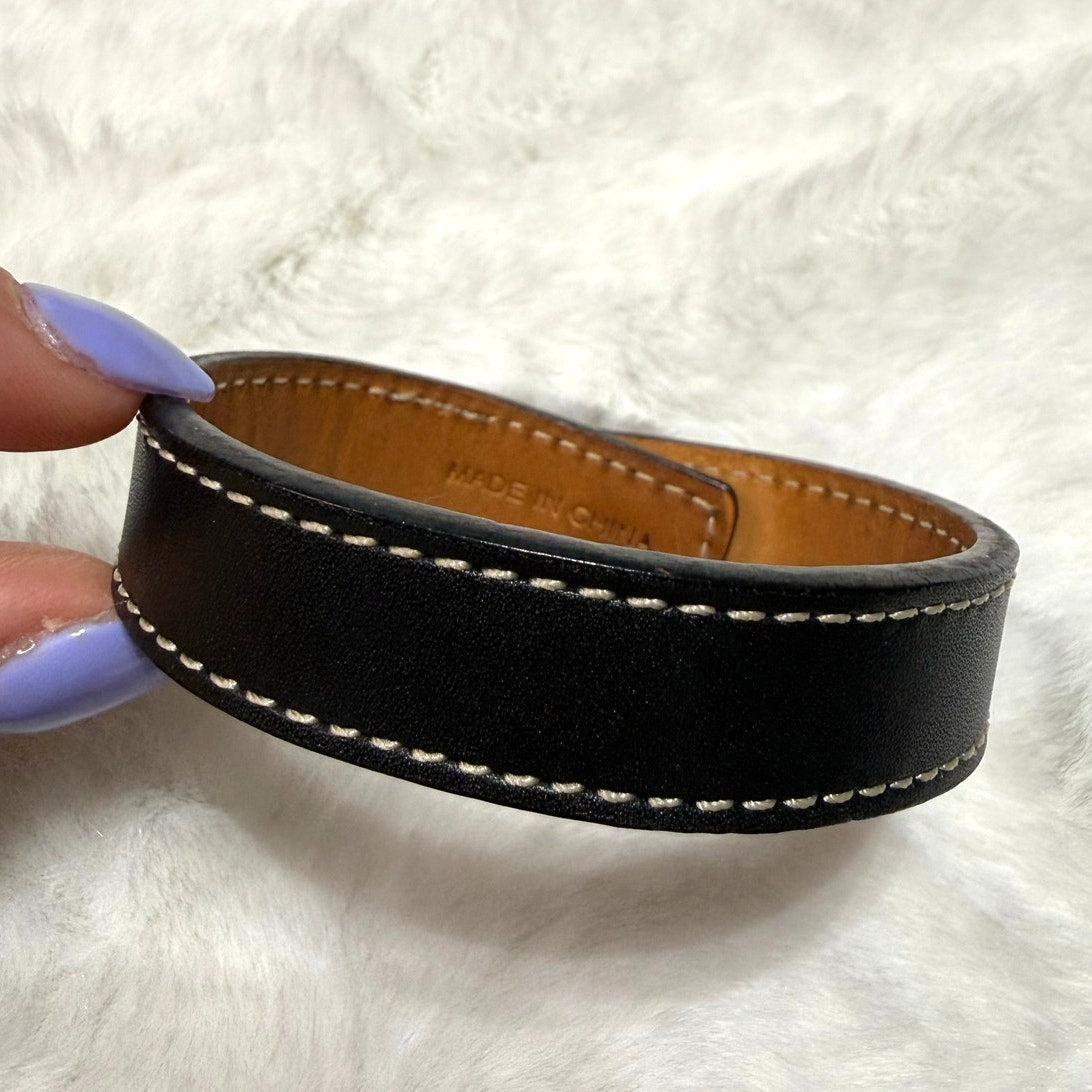 y2k COACH Vintager Leather Black Snap Bracelet