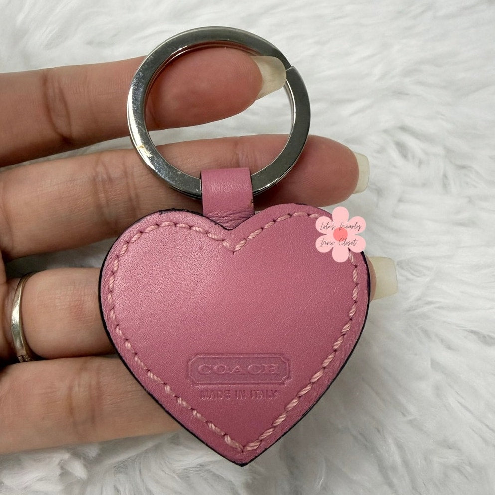 2" y2k Coach Pink Heart Bag Charm Key Fob