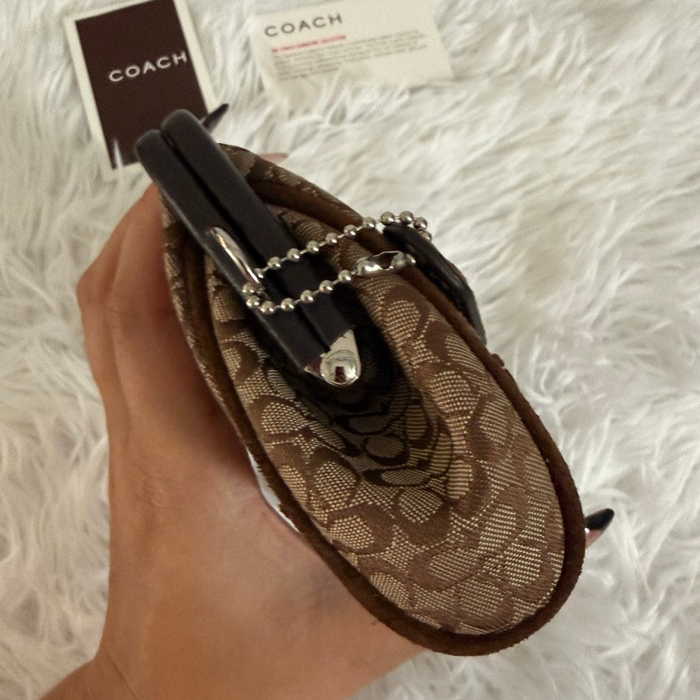 y2k COACH Vintage Brown Suede Kisslock Pouch