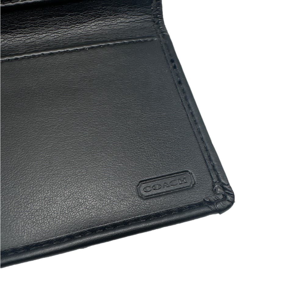 COACH Black and Gray Signature Canvas Checkbook Holder