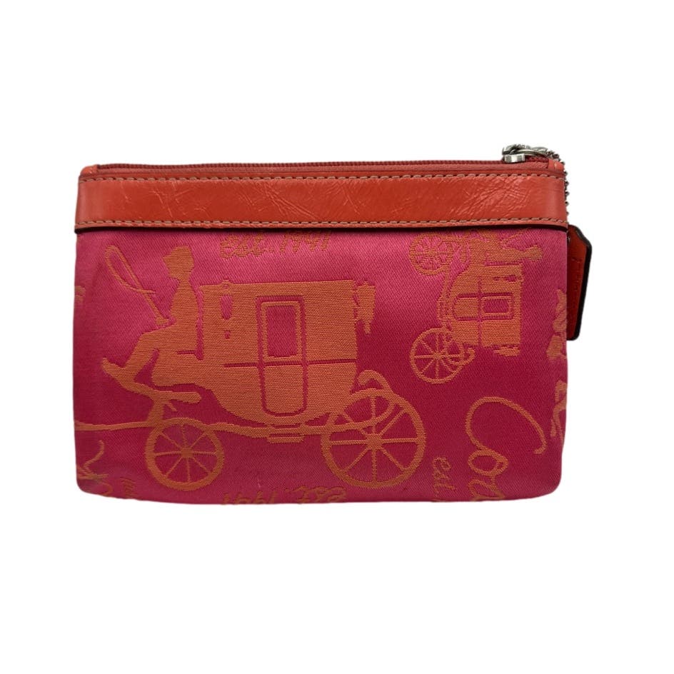 COACH Fuchsia Horse Carriage Canvas Wristlet