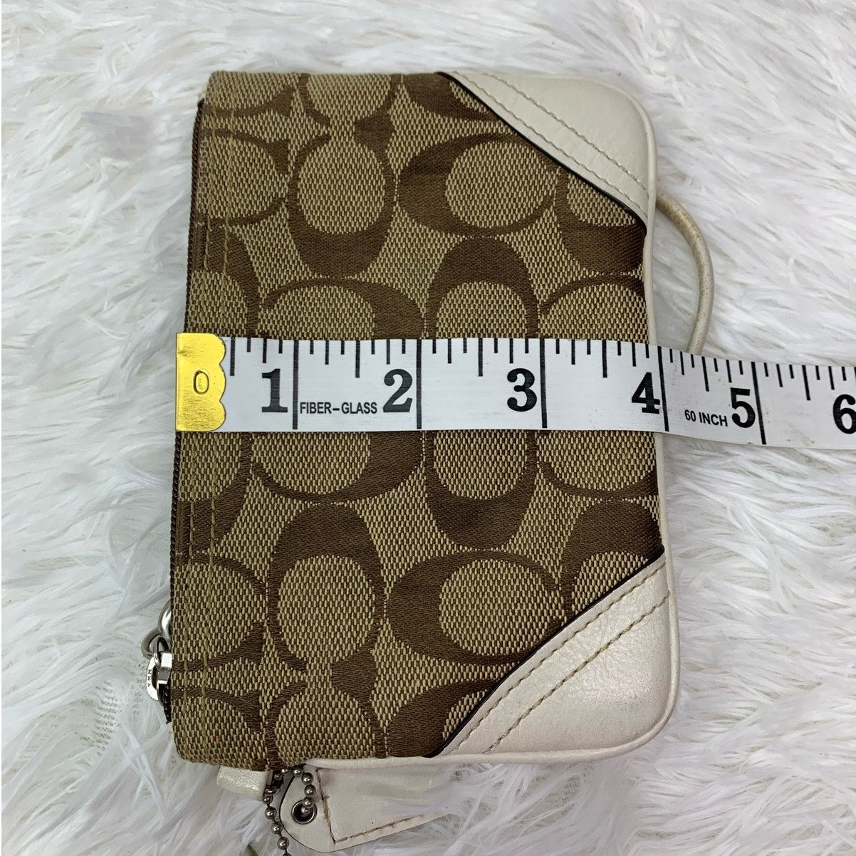 COACH Brown Signature Canvas Wristlet