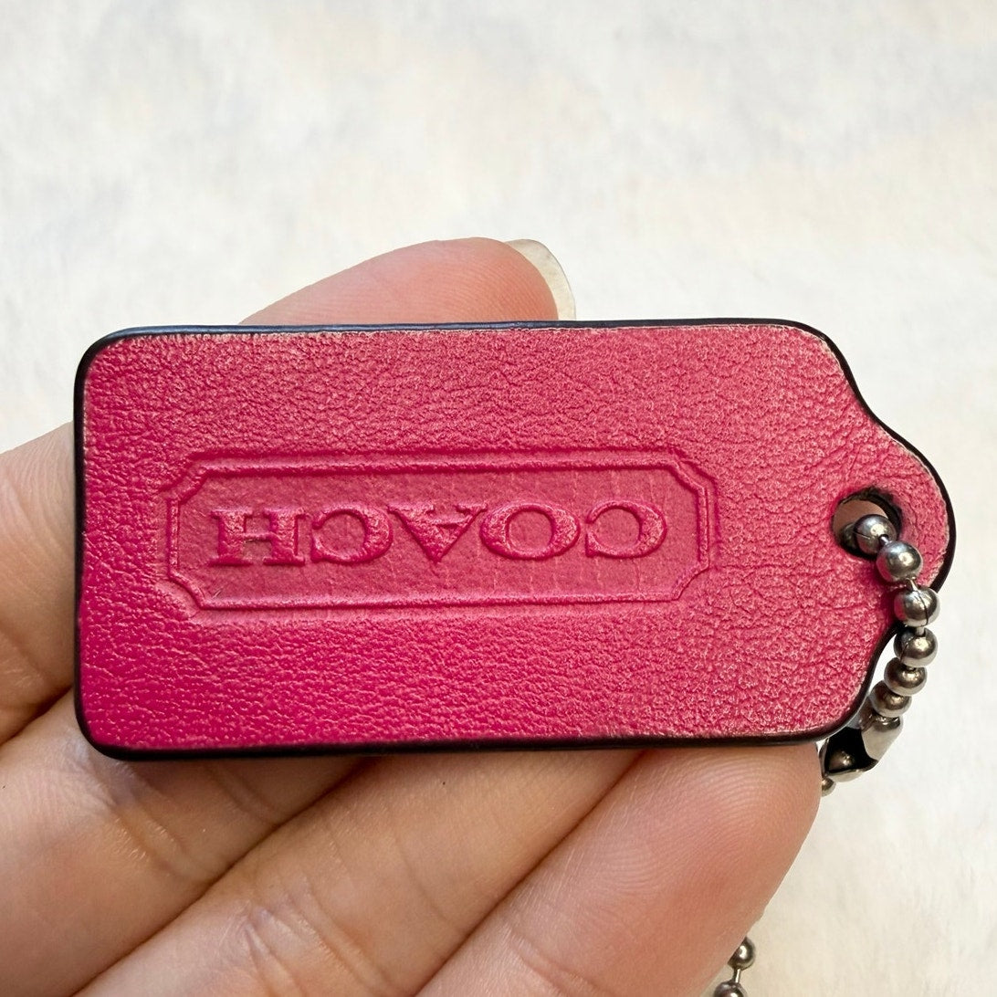 1.5" COACH Legacy Fuchsia Fob Bag Charm Hang tag Hangtag
