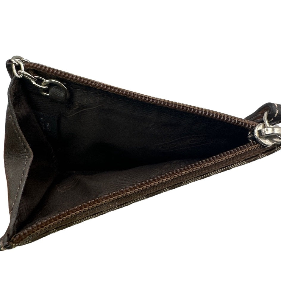 y2k COACH Brown Signature Canvas Cardholder Coin Purse with Keychain