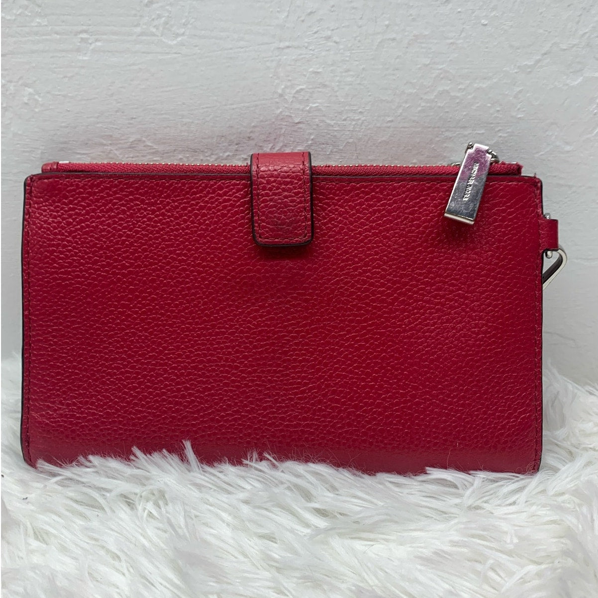 Michael Kors Red Double Pocket Phone Holder Wallet