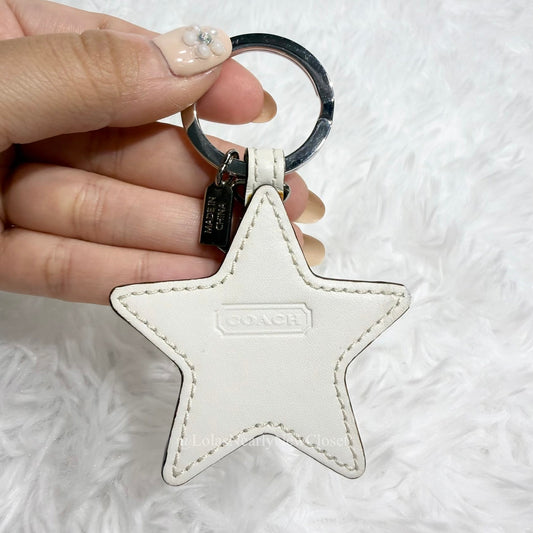y2k Coach Signature Star White Red Bag Charm Key Fob