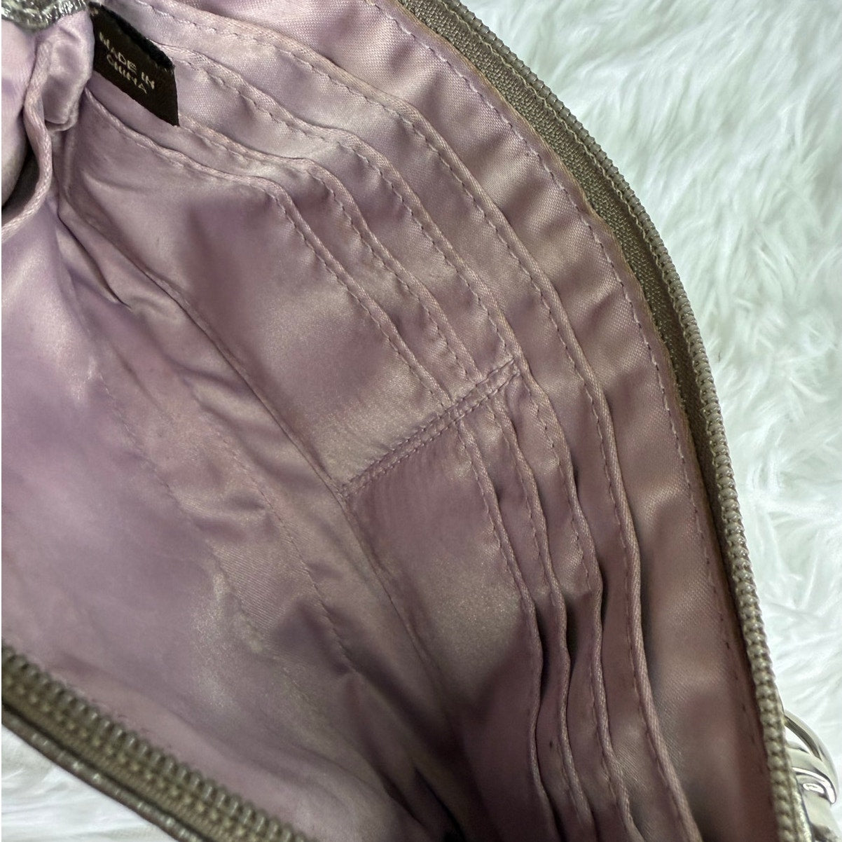 COACH Y2k Metallic Silver Long Double Zipper Wristlet