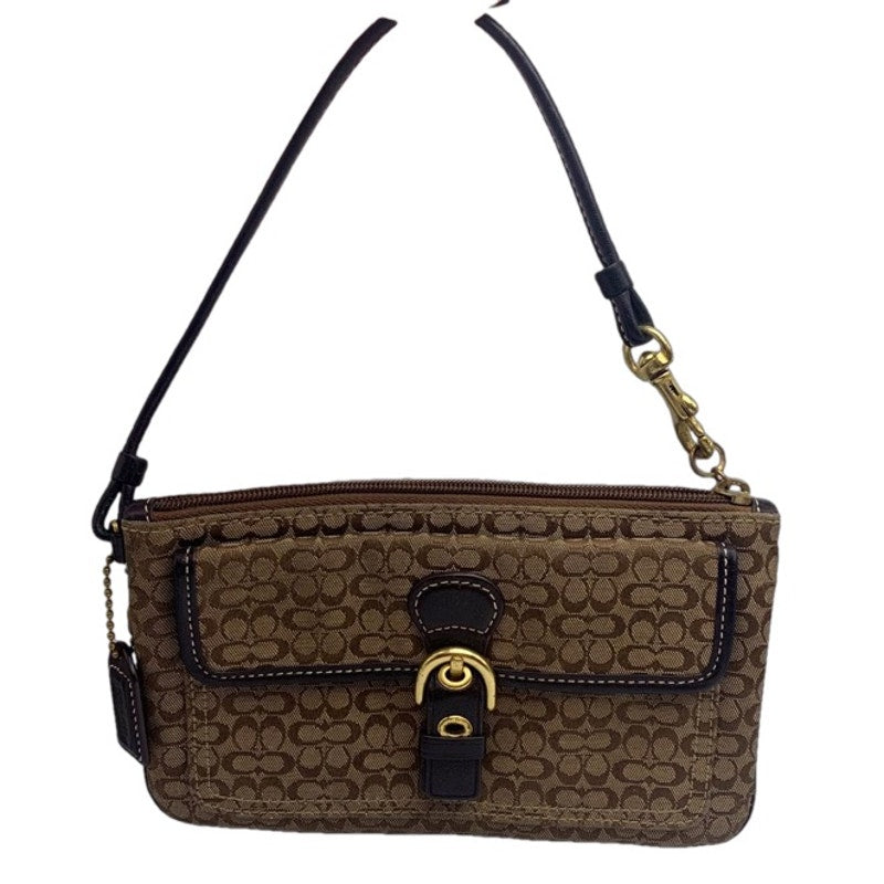 COACH Brown Signature Canvas Wristlet