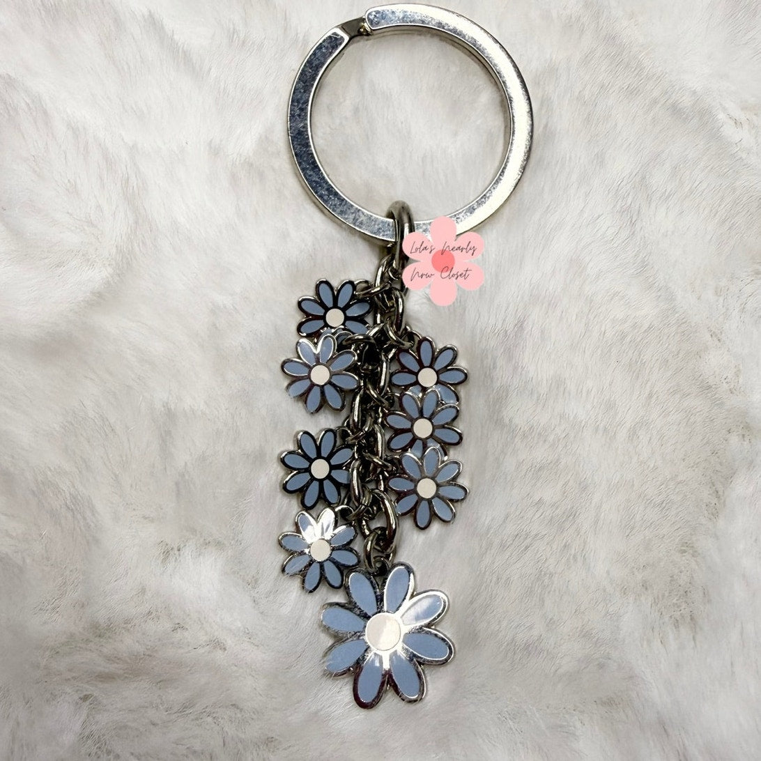 Vintage Coach y2k Blue Daisy Bag Charm Key Fob