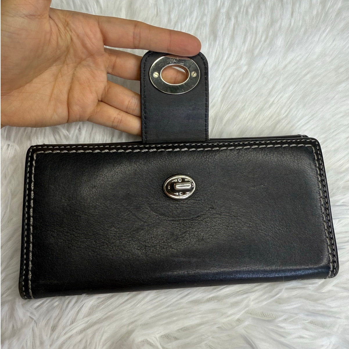 y2k COACH Vintage Soho Black Turn Lock Wallet