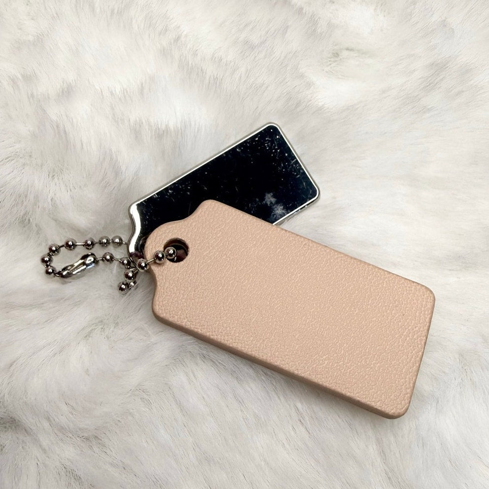 1.5" COACH Cream Silver Hang Tag Key Fob Bag Charm Set