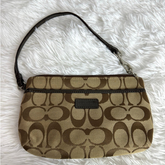 Sale  COACH Brown Signature Canvas Wristlet