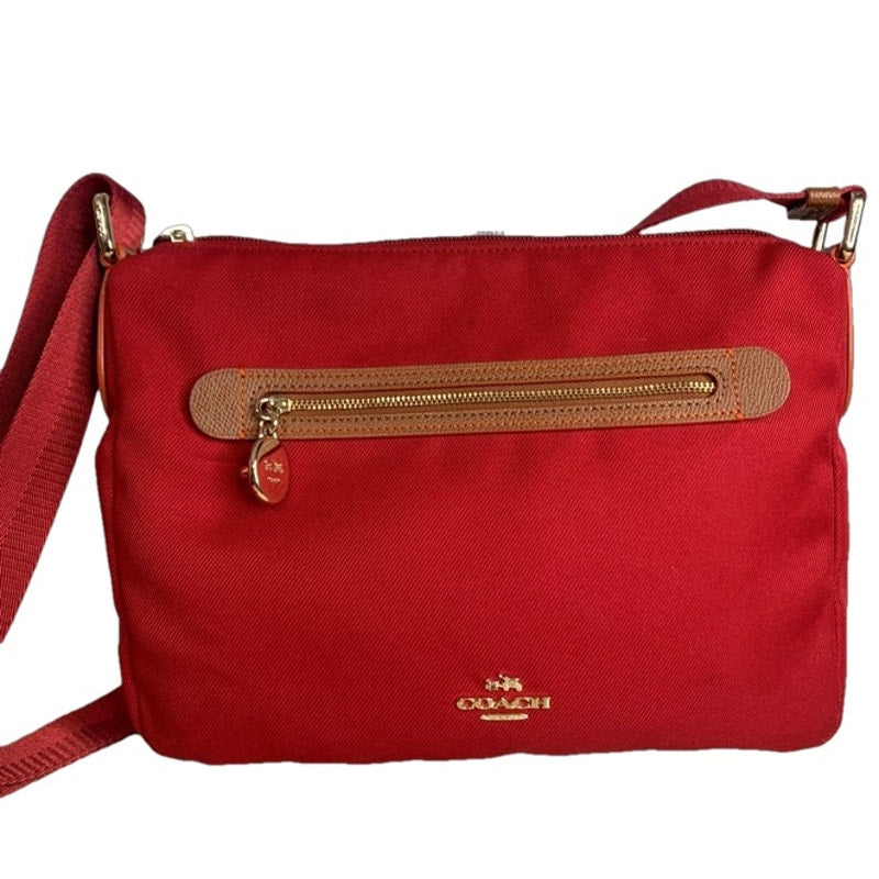 COACH Red Orange Brown Nylon Crossbody