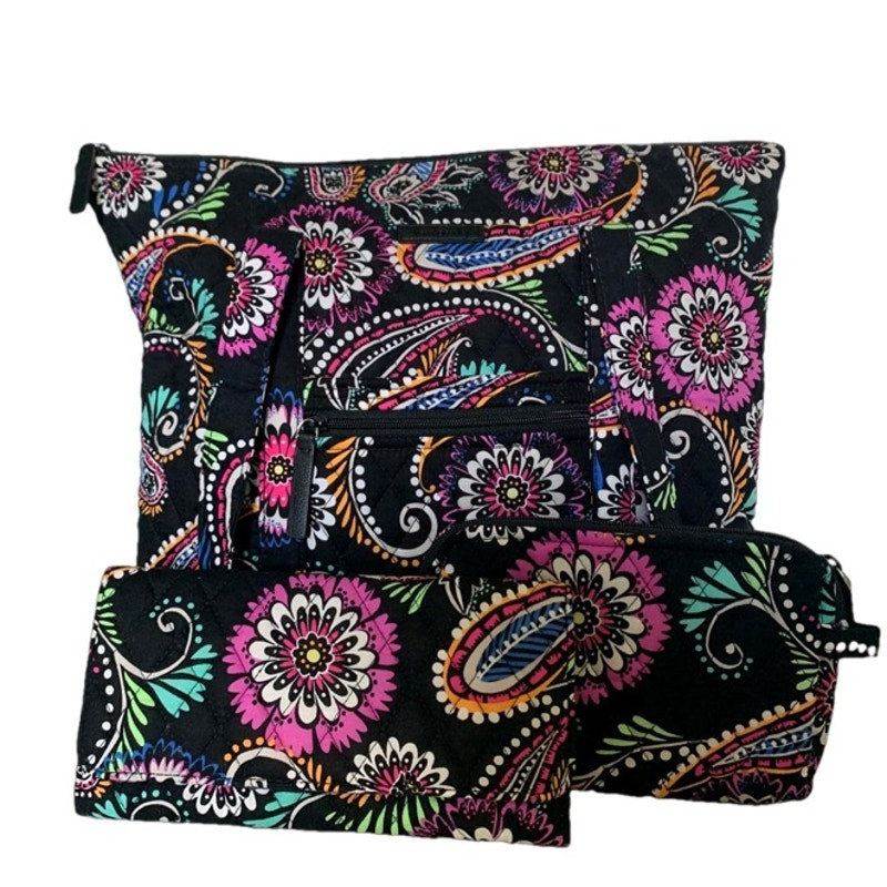 VERA BRADLEY Bandana Swirl Bundle Tote Wallet Cosmetic Case