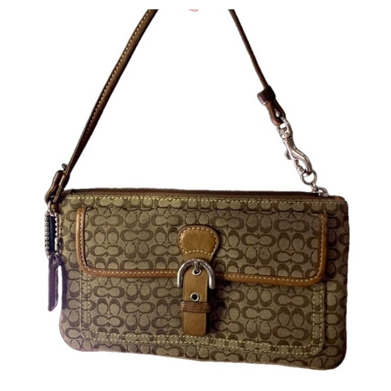 y2k COACH Brown Signature Canvas Wristlet