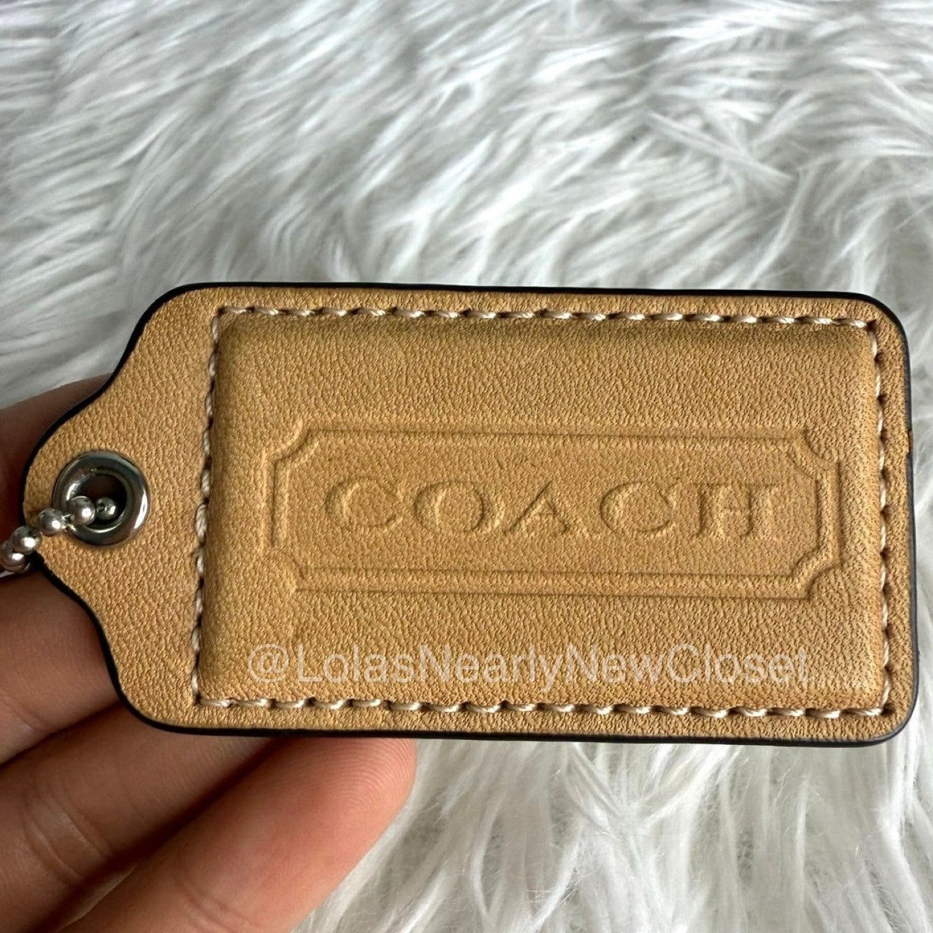 3" COACH Tan Fob Bag Charm Hang tag Hangtag