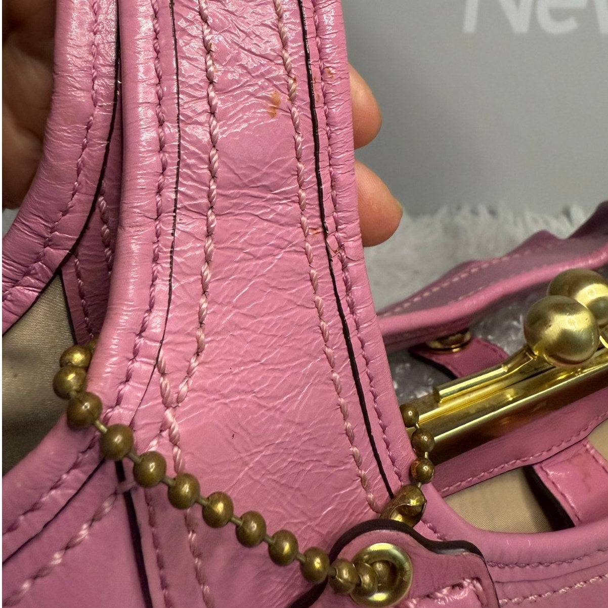 y2k COACH 2008 Pink 12520 Patented Leather Ergo Shoulder Bag