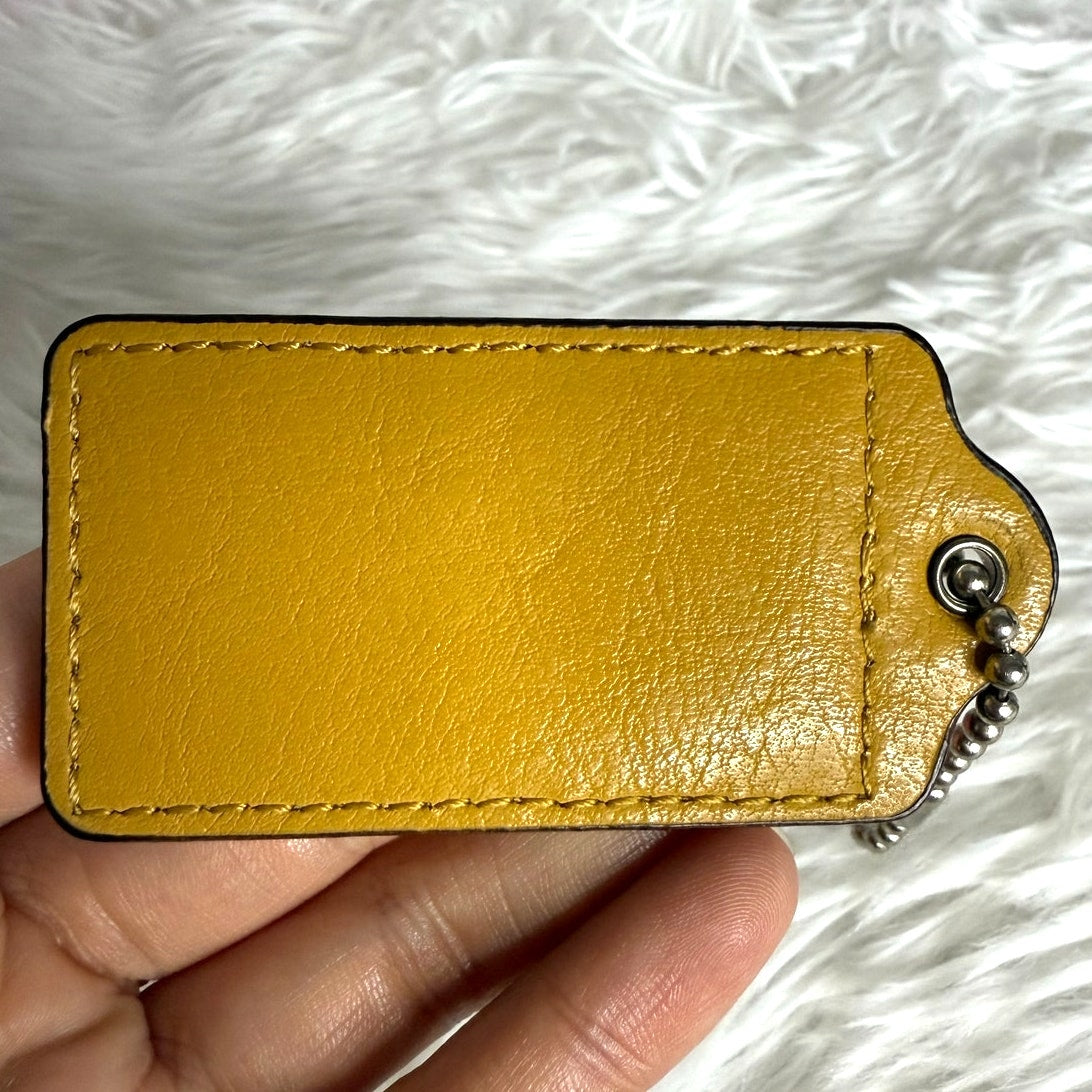 3" Coach Fob Mustard Yellow Bag Charm Hang tag Hangtag