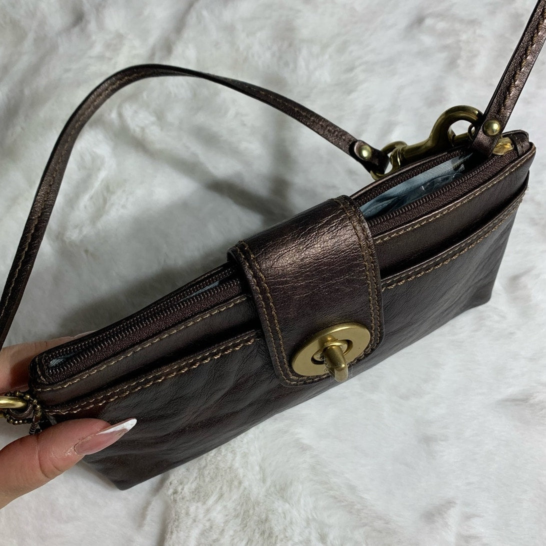 y2k COACH Bronze Turnlock Wristlet