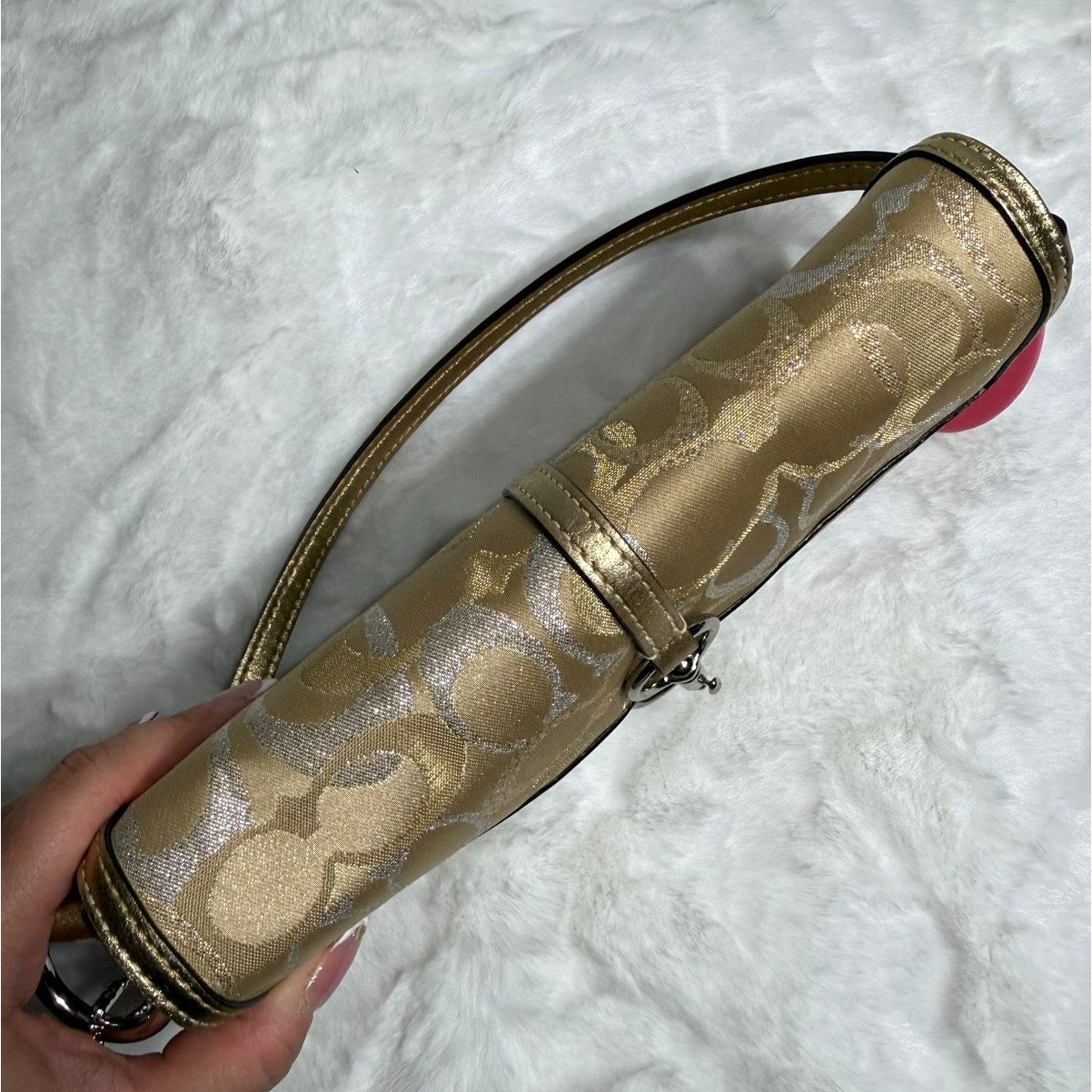 y2k COACH Vintage Demi Metallic Gold Silver Mini Purse