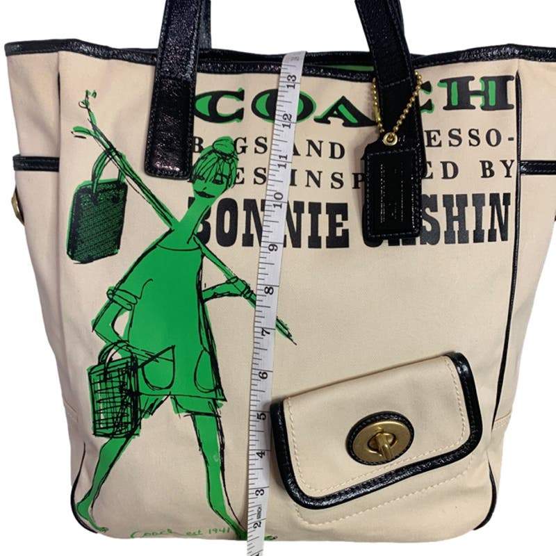 COACH Bonnie Cashin Tribute Canvas Tote Bag with Kisslock Front Pocket