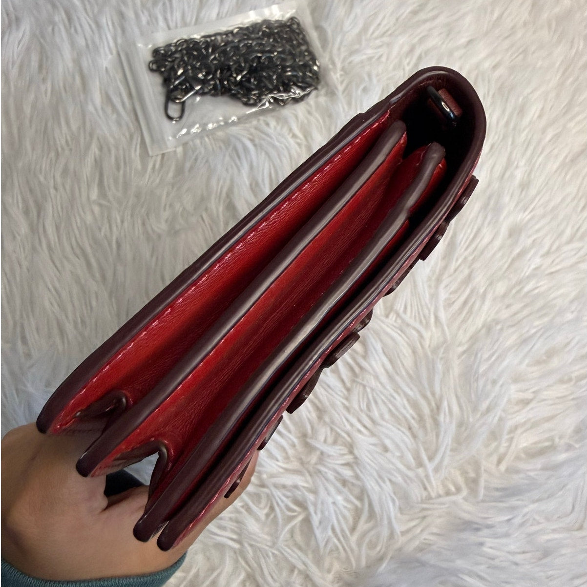 COACH Foldover Chain Clutch with Floral Applique Crossbody