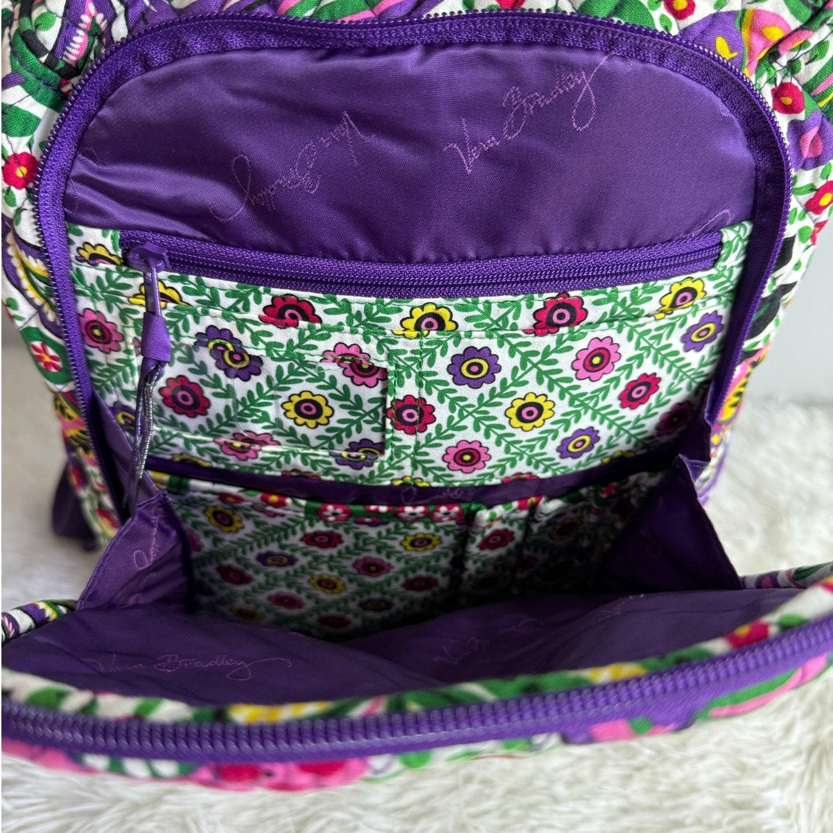 Vera Bradley Quilted Essential Large Laptop Backpack Bright Paisley