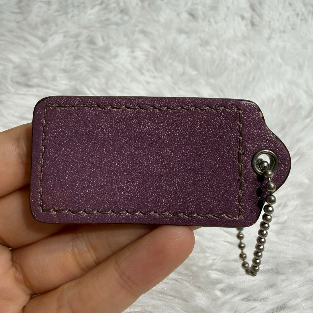 2" COACH Purple Fob Bag Charm Hang tag Hangtag